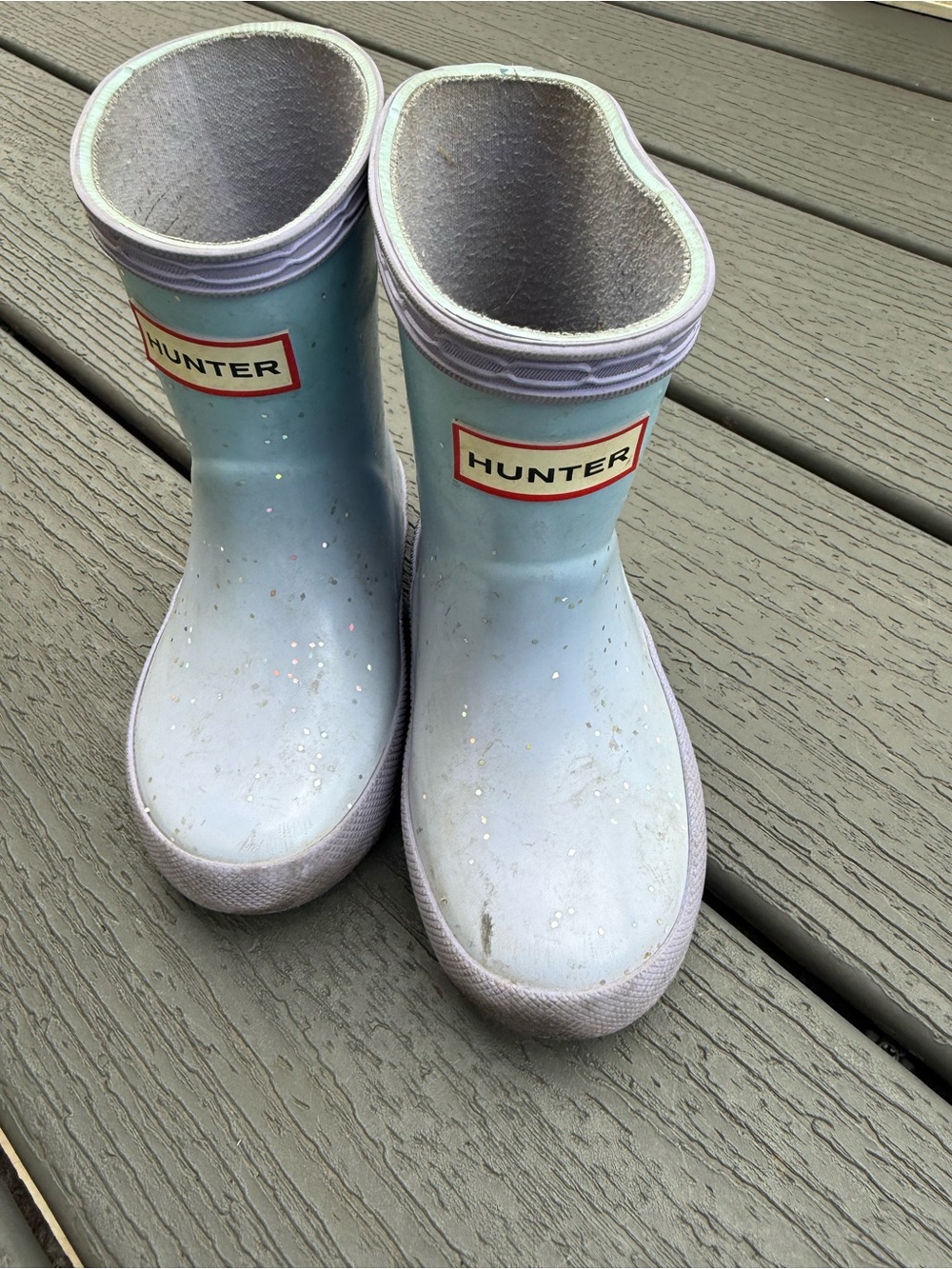 Hunter Kids Light Blue Glitter Waterproof Rain Boots